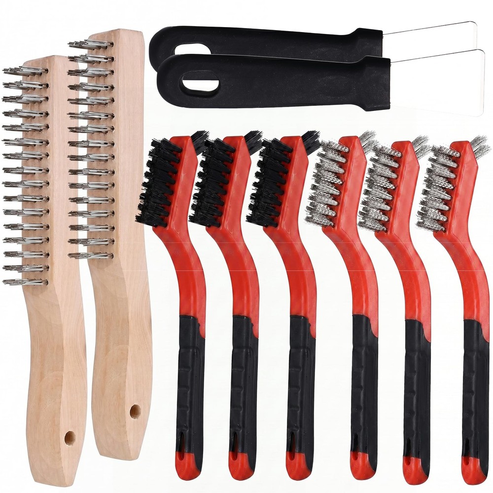 10 Piece Wire Brush Set For Rust Paint Removal Metal Slag And Grill Cleaning…