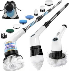 Electric Spin Scrubber Rechargeable Battery 7 Brush Heads Waterproof 280-360 RPM