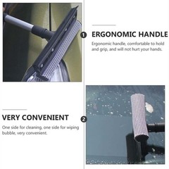 2xHandle Car Window Brush Windshield Squeegee Scraper Wiper Cleaner Dual Surface