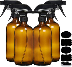 Amber Glass Spray Bottles for Cleaning Solutions (4 Pack) – 16 Ounce, Refilla…