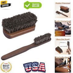 2 PCS Leather Brush Car Detailing, Horse Hair Brush, Car Cleaning Supplies, C…