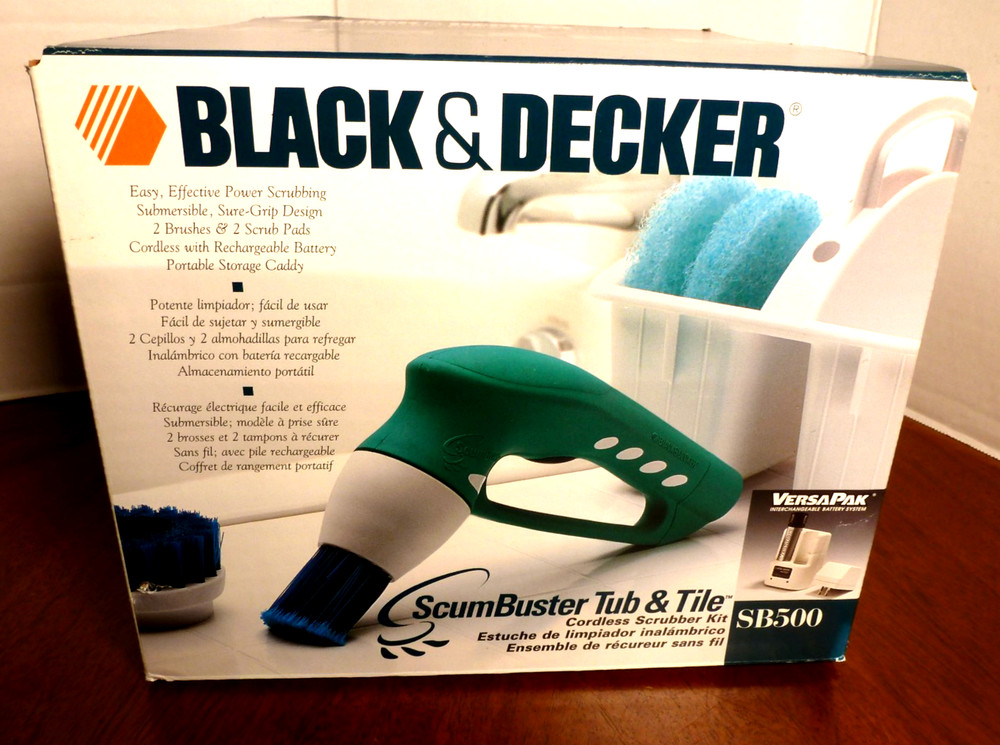 New Black and Decker Scum Buster Kit SB500 Cordless Tub Tile Scrubber Sealed