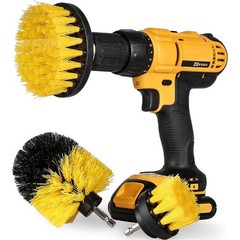 3 Piece Power Scrubber Drill Brush Kit Car Detailing Set Wheels Tires Carpet Mat