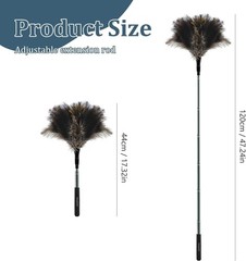 Extendable Feather Duster 47 inches Fluffy Long Handle Reusable Feather Duster