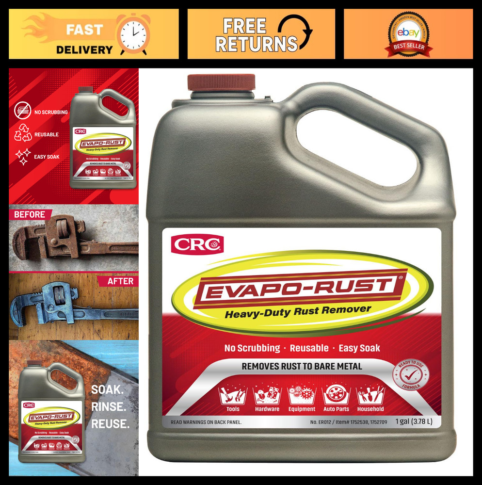 Heavy Duty Rust Remover 128 oz – Safe for Auto Parts, Hardware & Antiques