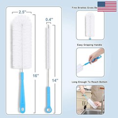 2 Pack Bottle Brush Cleaning Set，Long Handle Bottle Cleaner for Washing Narrow