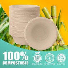 JINVOGREEN 500 Count 12 oz Paper Bowls, Disposable Compostable Bowls Bulk, Hea