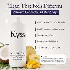 BLYSS Mop Soap Concentrate Hard Floor Deep-Cleaning Brazilian Waves 16.9 oz