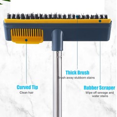 2 In 1 Long Handle Cleaning Tile Brush Floor Scrubber Broom with Stiff Bristles