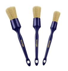 Car Detailing Brush Set, 3 Pack Ultra Soft Boars Hair Detailing Brushes for Leat