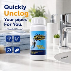 Loruoea 4Pack Potent Drain Cleaner & Clog Remover for Kitchen & Bath Pipes