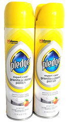 Lot Of 2 Cans Pledge Expert Care Granite & Stone Polish Orange Scent Spray 9.7oz