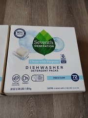 2 Pack Seventh Generation Free Clear Dishwasher Detergent Packs 72 Count Spark