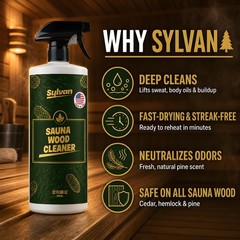 Natural Wood Sauna Cleaner Spray 32 oz | Fast-Drying, Streak-Free | Removes Stai
