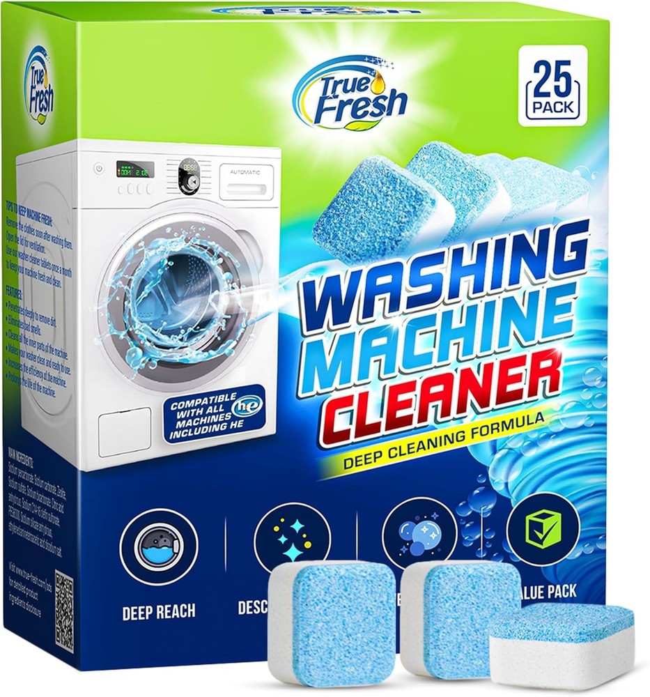 Washing Machine Cleaner Tablets 25 Pack – Rinses Away Pet Hair Trapped by Residu