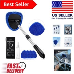 21″ Extra-Long Windshield Cleaner Tool with 4 Microfiber Pads for Streak-Free…