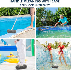 Deck Brush with 51″ Long Handle 360° Cylindrical Scrub Cleaner Tool for Cleaning