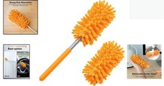 Extendable Microfiber Duster with 2 Replaceable Heads for Multi-Surface Cleaning