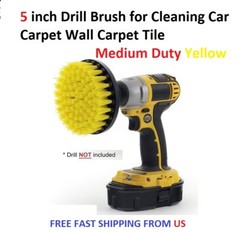 5 inch Drill Brush for Cleaning Car Carpet Wall Carpet Tile Medium Duty Yellow