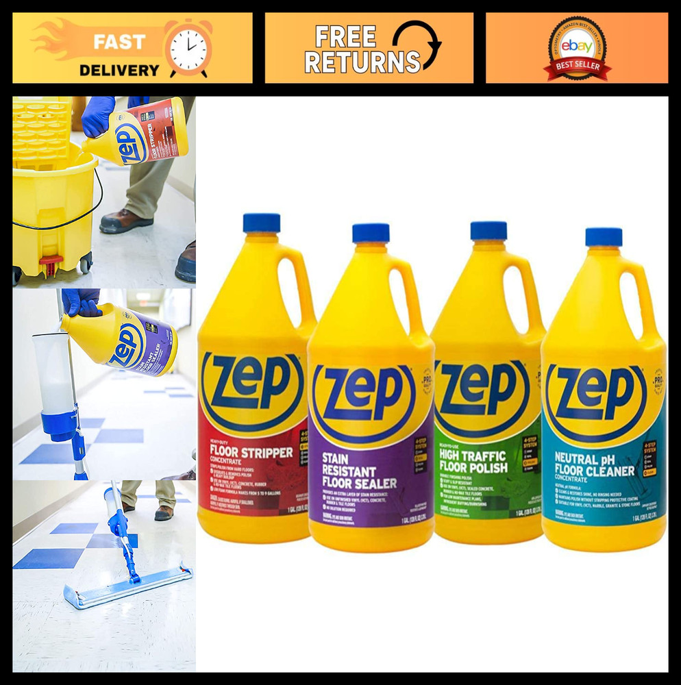 Industrial Floor Cleaning Kit – Stripper, Sealer, Polish & Cleaner – 1 Gallon (4