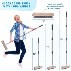 Floor Scrub Brush Stainless Steel Bristle Brooms Scrubber for Deck Concrete