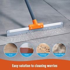 Heavy Duty Rubber Floor Squeegee for Concrete & Tile, Extendable Handle, Water R