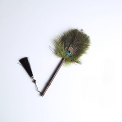 1pc Peacock Feather Duster Decorative Dusting Brush Manual Dust Cleaner Vintage