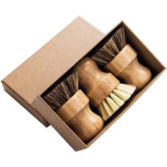3 Pack Bamboo Palm Pot Brush Natural Scrubber for Pots Vegetables