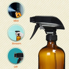 Amber Glass Spray Bottles for Cleaning Solutions (4 Pack) – 16 Ounce, Refilla…