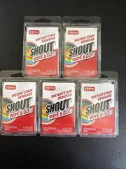 5x Shout Wipe & Go Instant Stain Remover Wipes Travel Size 4 Individual Wipes Ea