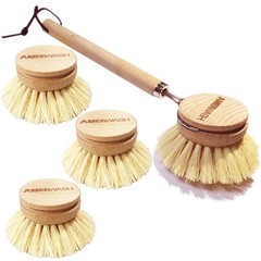 Dish Brush With Wooden Handle Natural Kitchen Brush For Dishes Vegetable Pots An