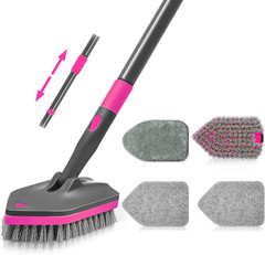 Shower Cleaner Brush, Tub Tile Scrubber with Telescopic Long Handle 60 Inches, 4