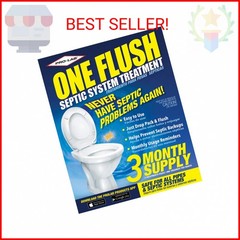 ONE FLUSH – Septic Tank Treatment Packets, 3-Month Supply of Easy-Flush Bacteria