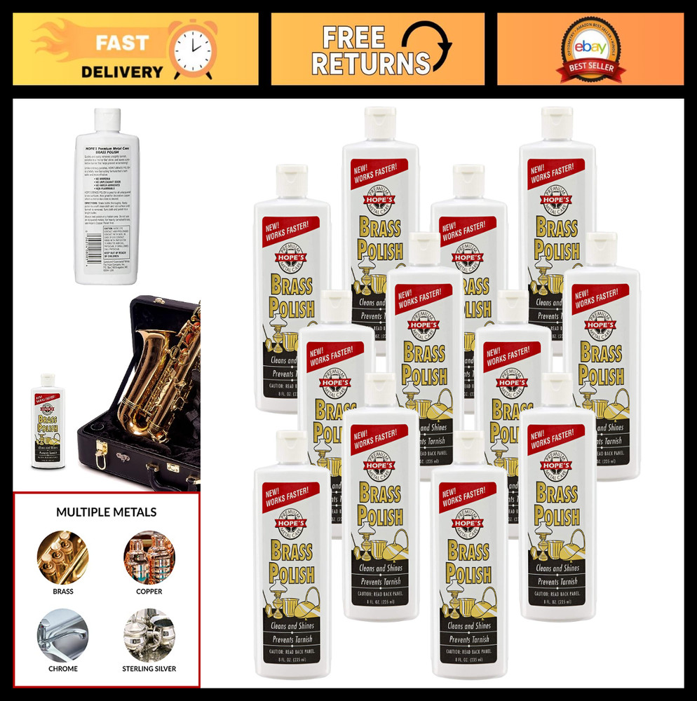 Brass Polish & Cleaner – Prevents Tarnish, Safe for Brass, Copper, Chrome, 8 oz,