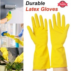 Yellow Dish Washing Cleaning Latex Gloves Reusable Hand Gloves S M L XL Sizes