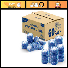 60 Toilet Cleaner Tablets – Automatic Bowl & Tank Cleaner, Septic Safe, Stain Pr