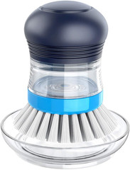 Soap Dispensing Palm Brush Storage Set, 1 Pack, Navy/Blue | Dish Brush with Soap