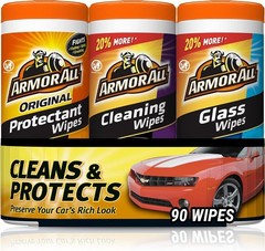 Armor All Protectant Glass & Cleaning Wipes 30 Ct Each Pack of 3 Car Detailing