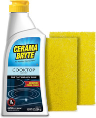 Cerama Bryte Combo Kit Pads & Removes Tough Stains Cooktop and Stove Top Cleaner