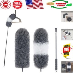 Microfiber Feather Duster 2-Pack with 100 Inch Extendable Pole for Home Cleaning