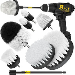 8 Piece Drill Brush Attachment Set, Power Scrubber with Extend Long Handle, Clea
