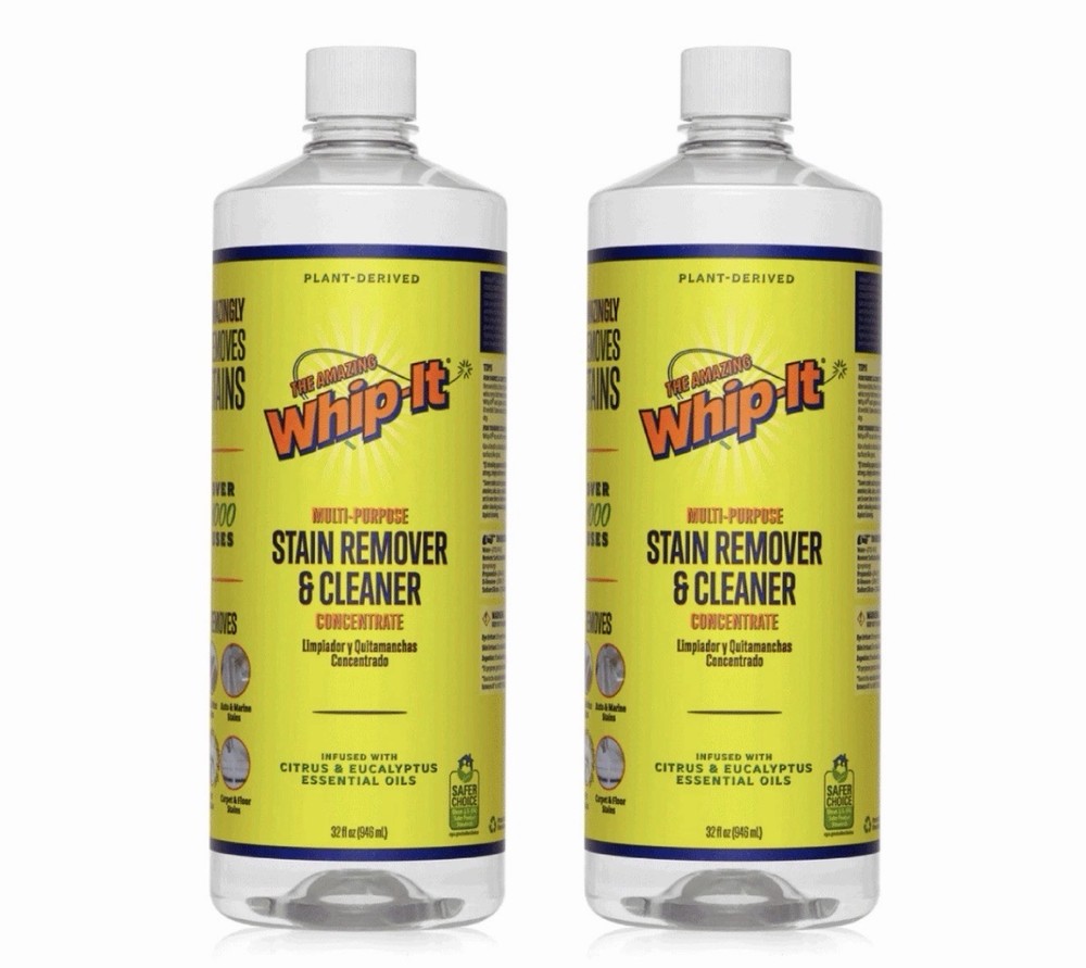 2 Amazing Whip-It Concentrate All Purpose Cleaner Stain Remover Non Toxic 32oz