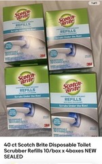 40 ct Scotch Brite Disposable Toilet Scrubber Refills 10/box x 4boxes NEW SEALED