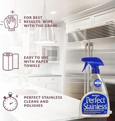 Perfect Stainless Steel Cleaner and Polish with Microfiber Cloth, 22-Ounce, S…