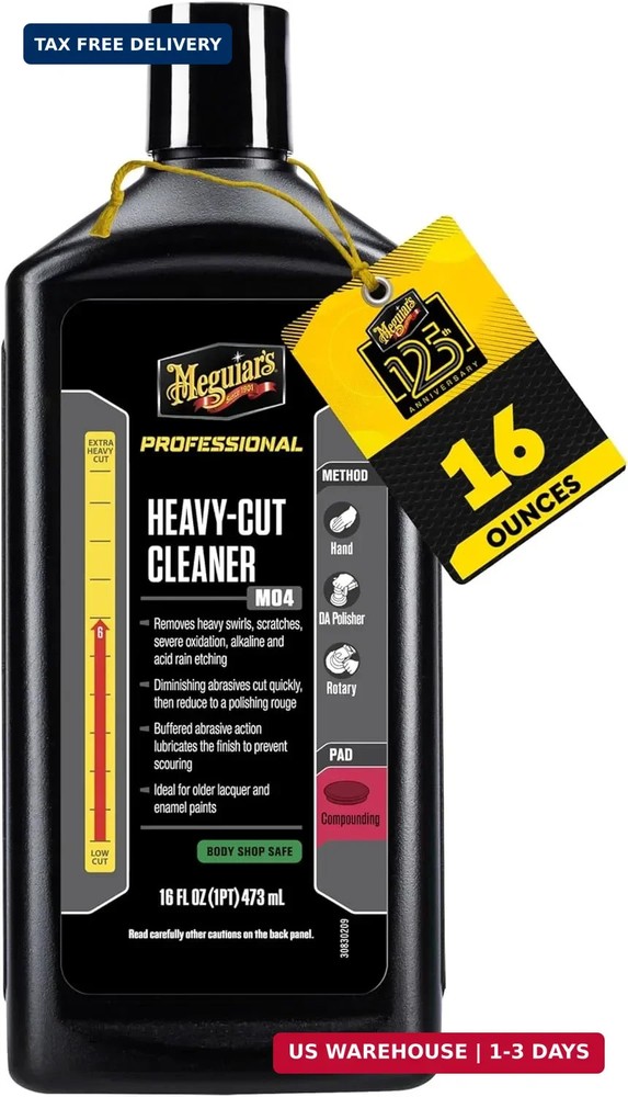 Meguiar’s Mirror Glaze Heavy Cut Cleaner M04, 16 oz Bottle, Professional Paint C