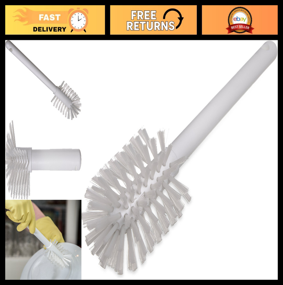 Heavy-Duty Plastic Dish Brush with Handle – 12″ Scrub Brush for Kitchen Cleaning
