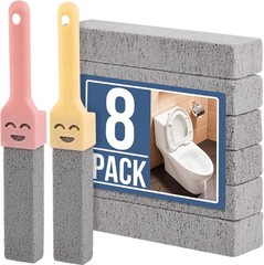 Navona 8 Pack Pumice Stone Scouring Sticks with 2 Universal Handles, Grey Pumice
