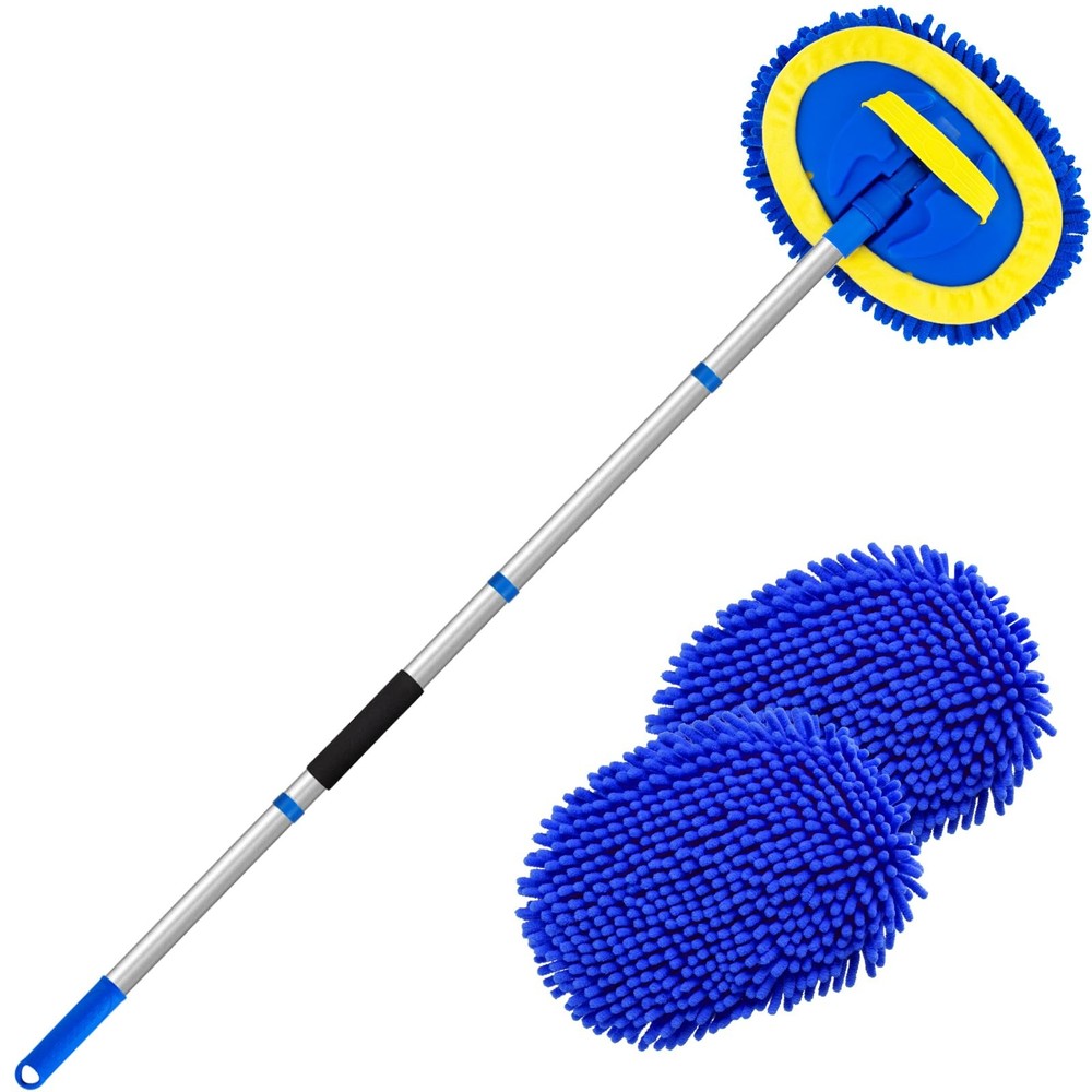 62″ Car Wash Brush Kit Mitt Mop Sponge with Long Handle Chenille Microfiber C…