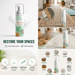 Waterless Carpet Foam Stain Remover with Towel,Carpet Cleaner Spray Foaming
