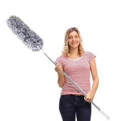 Microfiber Feather Duster Extendable 100 inch Pole Bendable Head Handle Gray